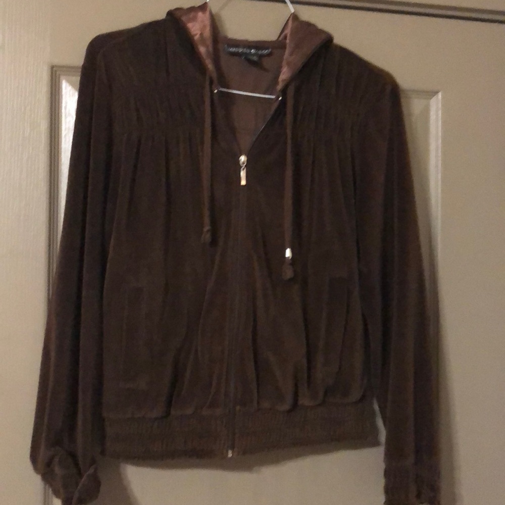 Mirror Image velour dark brown jacket /pants